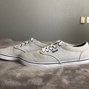 Navy blue and white striped vans. Size 9 in women.